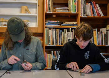 High school interns learn the basic techniques of wood engraving at The Folk School.