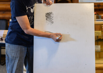 High school interns learn the basic techniques of wood engraving at The Folk School.