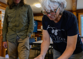 High school interns learn the basic techniques of wood engraving at The Folk School.
