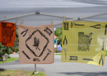 Linda Weis uses her custom prints and printmaking skillset to give ASI staff the opportunity to make their own unique shirts.