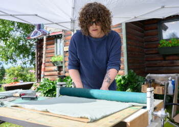 Linda Weis uses her custom prints and printmaking skillset to give ASI's staff the opportunity to make their own unique shirts.